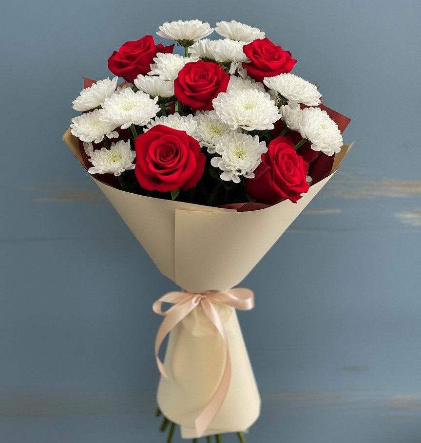 Букет цветов из: Розы и Хризантемы в Михнево