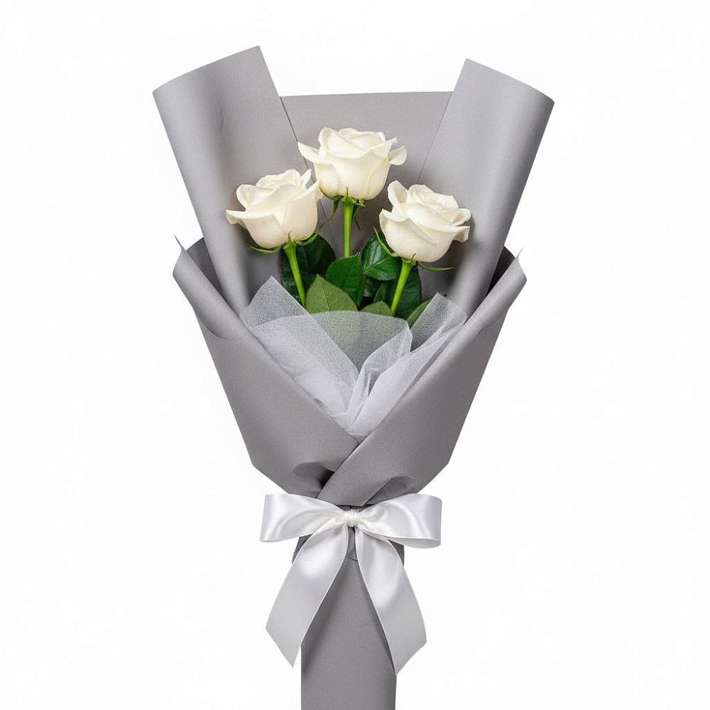 Букет 3 белые розы в Михнево