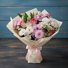 Букет цветов из:  Хризантемы, Альстромерии и Розы в Михнево